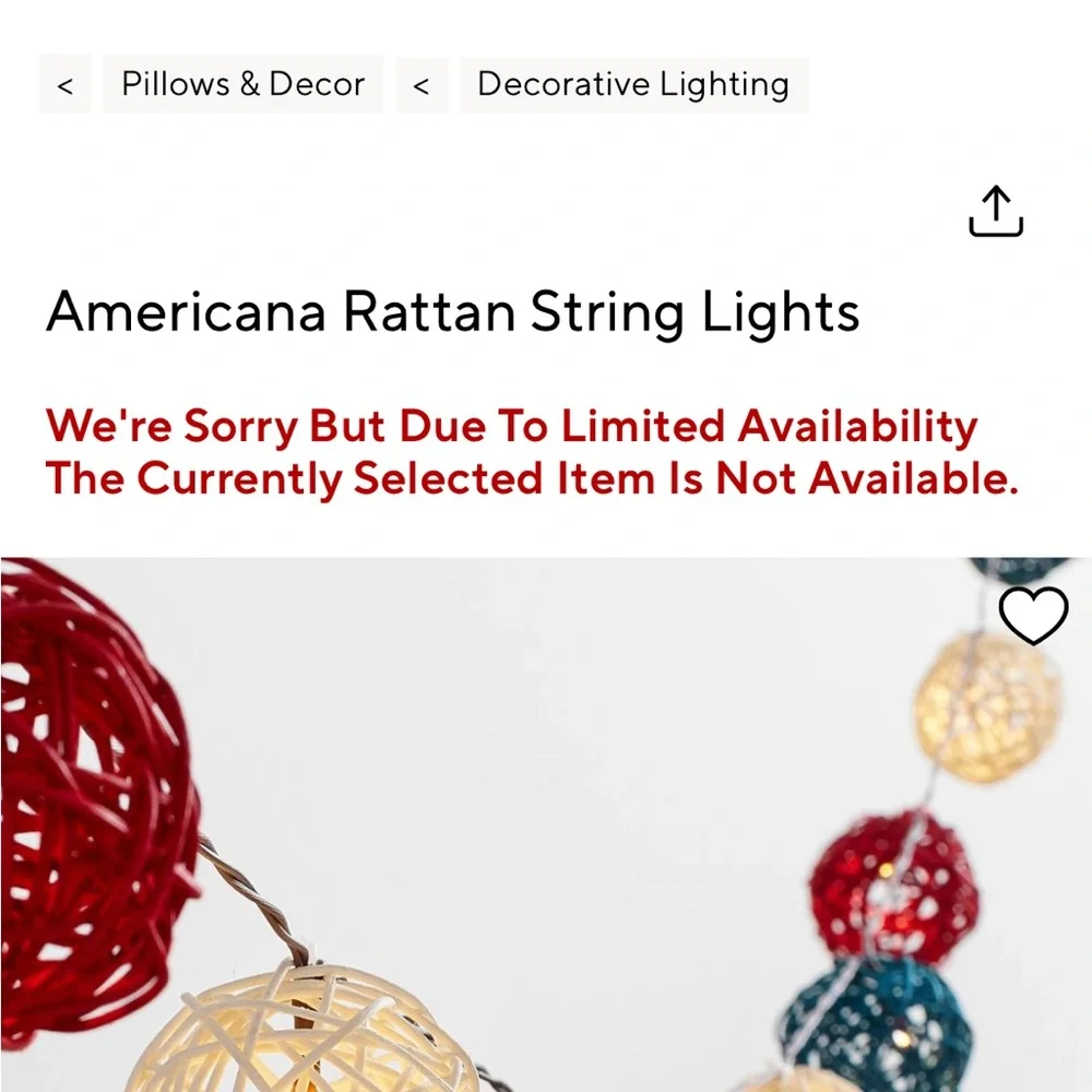 Pottery Barn Americana String Globe Lights - Red, Blue, Cream. BNIB